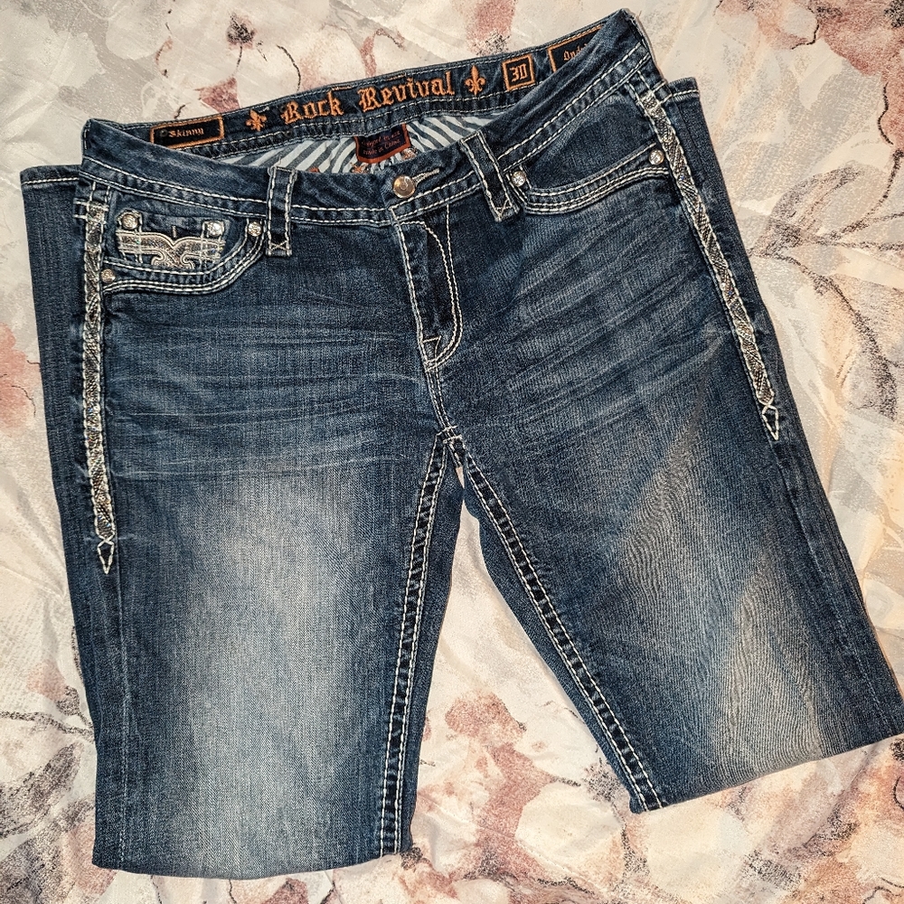 Womens Rock Revival Skinny Jeans Size 30